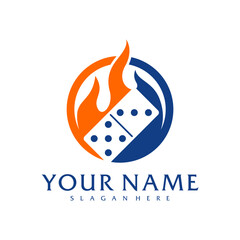Fire Domino logo vector template, Creative Domino logo design concepts