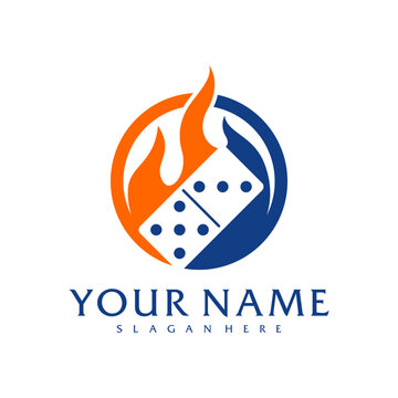 Fire Domino logo vector template, Creative Domino logo design concepts