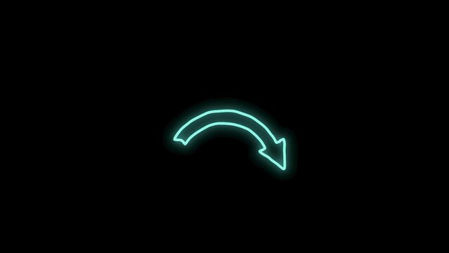 Neon doodle arrow animation for business with black png background.