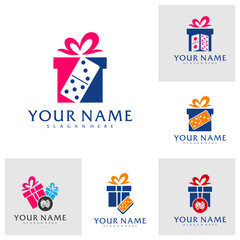 Set of Gift Domino logo vector template, Creative Domino logo design concepts