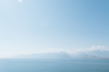 Sea view of Antalya and the Mediterranean coast from the sea