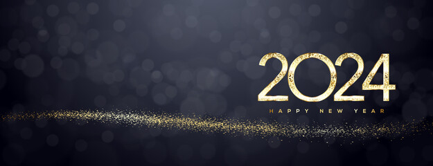 2024 Happy New Year Greeting Card - obrazy, fototapety, plakaty