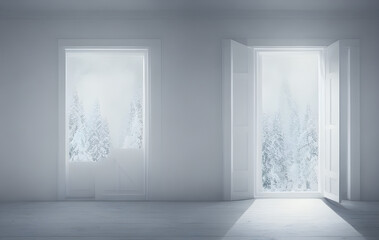 AI Digital Illustration Inside a White Room