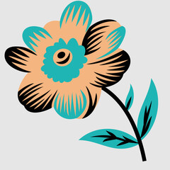 Beautiful hand drawn single motif for textile