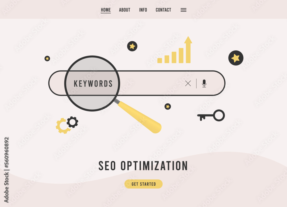 Aufkleber seo optimization concept. search engine optimization digital marketing strategy. flat design vector 