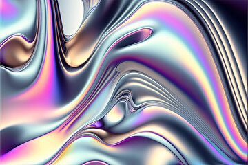 Fototapeta premium Holographic wavy background, Generative AI