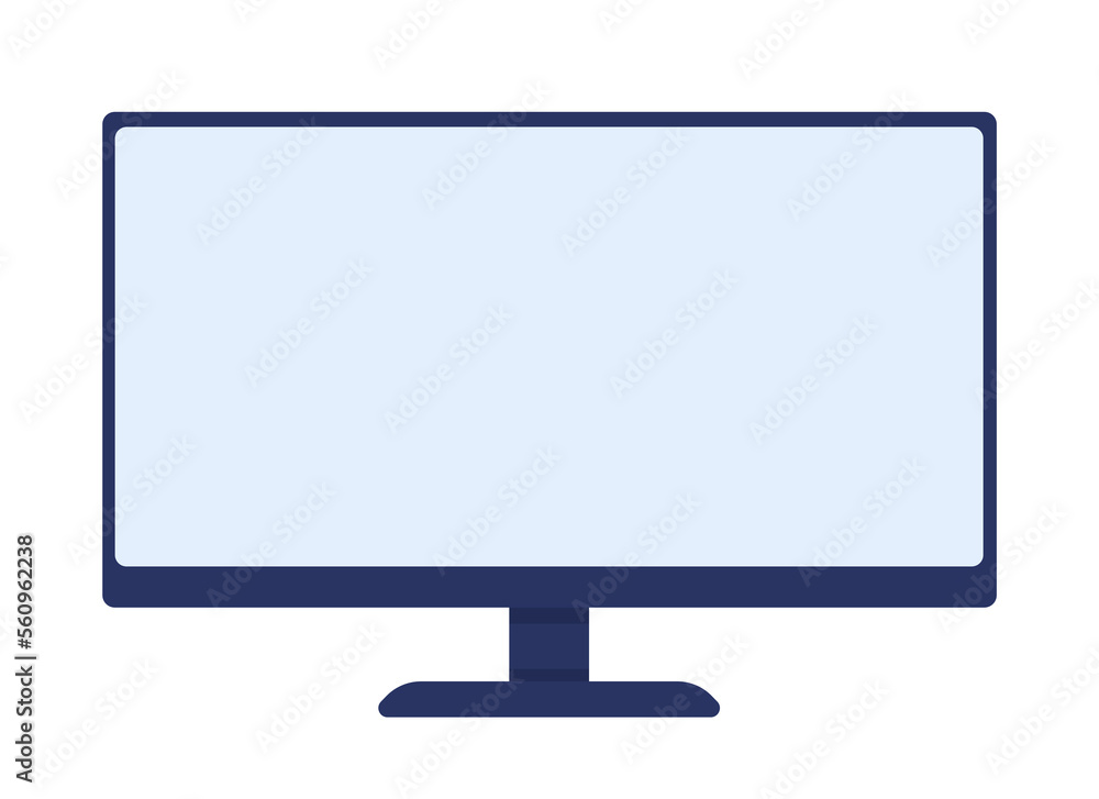 Poster Computer monitor semi flat color vector element. Portable display. Electronics. Editable item. Full sized object on white. Simple cartoon style illustration for web graphic design and animation