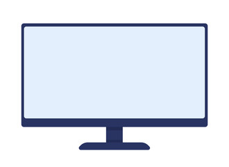 Computer monitor semi flat color vector element. Portable display. Electronics. Editable item. Full sized object on white. Simple cartoon style illustration for web graphic design and animation