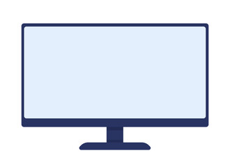 Computer monitor semi flat color vector element. Portable display. Electronics. Editable item. Full sized object on white. Simple cartoon style illustration for web graphic design and animation