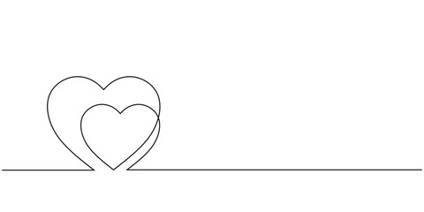 Vector one line drawing of heart stroke image. Love sketch symbol.