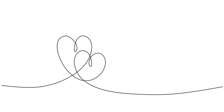 Vector one line drawing of heart stroke image. Love sketch symbol.