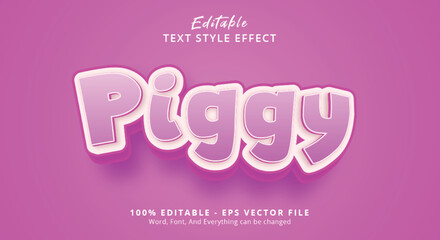 Editable text effect, Pink Piggy text on happy pink color style