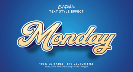Editable text effect, Vintage Monday text on lettering style effect