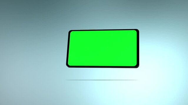 Smartphone with green screen isolated on white background. 4K animation with mobile phone mockup and motion zoom effect