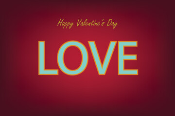 Happy Valentine's Day. Yellow bright inscription love, Design element for Valentine's Day.