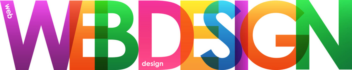 WEB DESIGN colorful typography banner on transparent background
