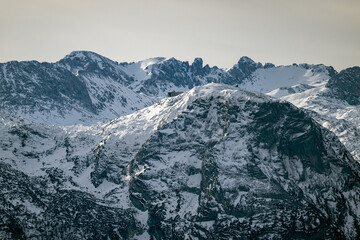 Partial view of dachstein glacier in austria photographed from loser mountain peak with 500 mm tele...