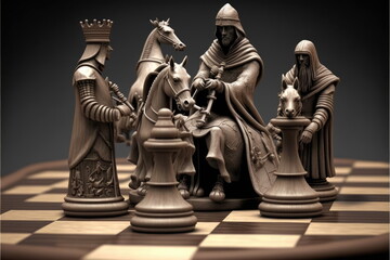 chess games and strategy concept, luxury, hobby, Made by AI,Artificial intelligence