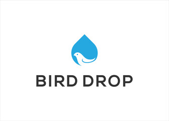 bird drop water logo design vector template