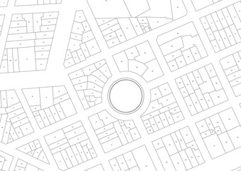 Urbanisme et territoire - plan cadastral avec limites de parcelles d'un centre ville d'une m&eacute;tropole