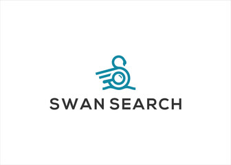Swan search logo design template vector