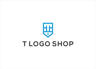 initial letter T shopping bag, shop, Online shop Logo vector template