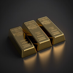 Gold Bars on a Dark Gray Background