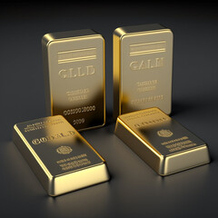 Gold Bars on a Dark Gray Background