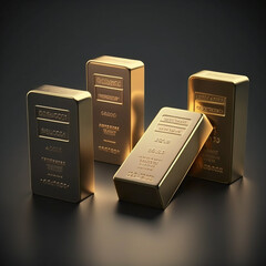 Gold Bars on a Dark Gray Background