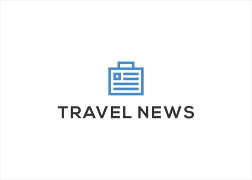 travel suitcase news paper logo design vector template