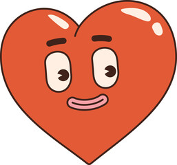 Fototapeta premium Groovy lovely heart sticker. Love concept. Happy Valentines day. Pink and red colors.