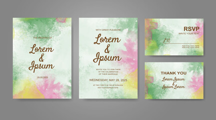 Wedding invitation with abstract watercolor background