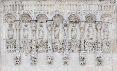 Stone carving on the wall of the Demetrius Cathedral, Vladimir, Russia