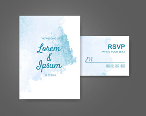 Wedding invitation with abstract watercolor background