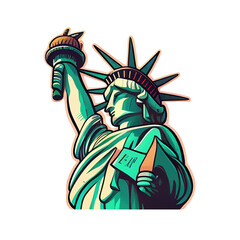 Cartoon sticker the Statue of Liberty in New York City