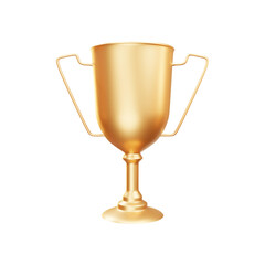 golden champion cup trophy 3d rendering illustration