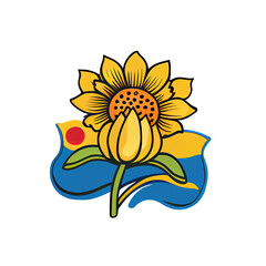 Elegant Lotus flower illustration cartoon sticker, symbolizes purity.