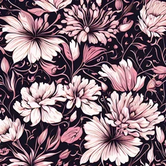 Fotobehang Floral background draw flowers in pink pastel colors © Vlad