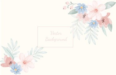 Hand drawn floral art background template vector.	