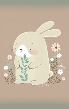 illustration cute clip art child-like design, adorable rabbit 