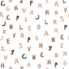 Seamless pattern with letters. Childish print. Vector hand drawn illustration.