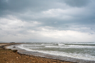 Scenic sunset on a stormy day in Side, Antalya