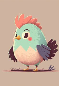 illustration cute clip art child-like design, adorable rooster 