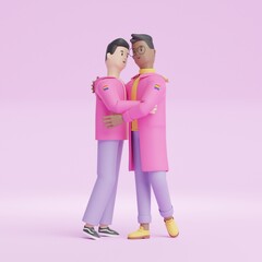 3D Character Man LGBTQ Pride Homosexual Couple Love Valentine Friends Woman Men Happy