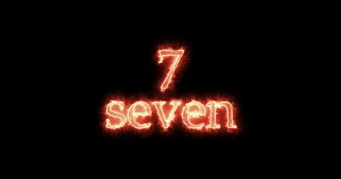 Number seven written with fire. Loop