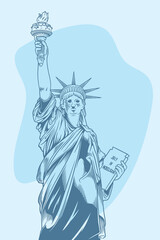 Hand drawn of ancient history building of liberty statue.