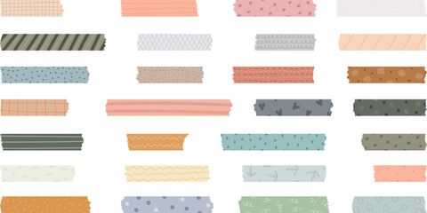 Ready to use abstract pattern digital washi tapes. Digital stickers for bullet journaling or planning. Hand-drawn abstract pattern. Vector art - 560975696