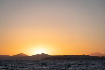 Sunset over Athens bay