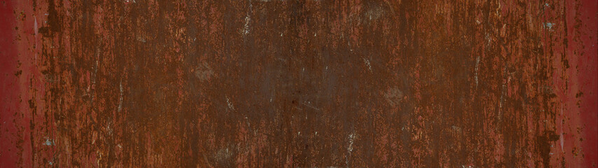 Grunge aged old weathered scratched rusty rust metal steel background texture banner panorama