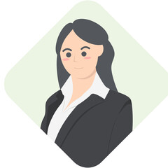 Professional Business Women Employment Avatar Long Hair Character